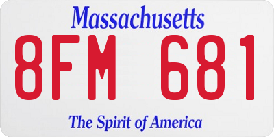 MA license plate 8FM681