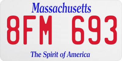MA license plate 8FM693