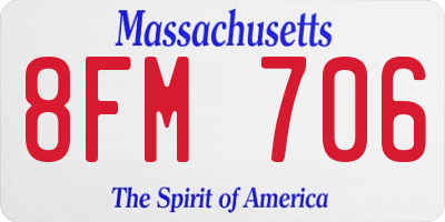 MA license plate 8FM706