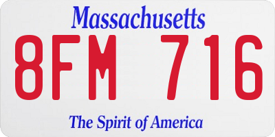 MA license plate 8FM716
