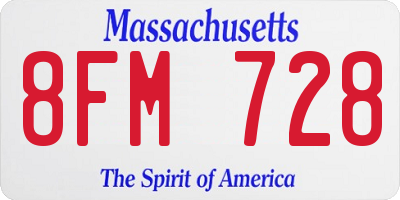 MA license plate 8FM728