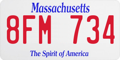 MA license plate 8FM734