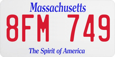 MA license plate 8FM749