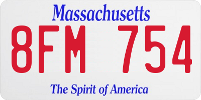 MA license plate 8FM754