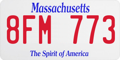 MA license plate 8FM773