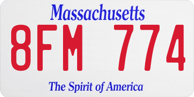MA license plate 8FM774