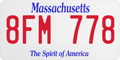 MA license plate 8FM778