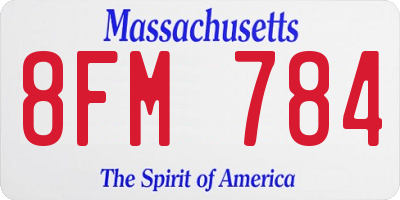 MA license plate 8FM784