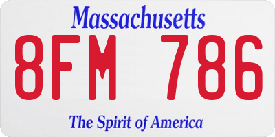 MA license plate 8FM786