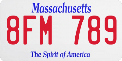MA license plate 8FM789