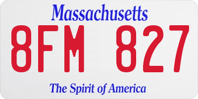 MA license plate 8FM827