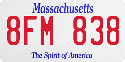 MA license plate 8FM838
