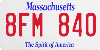 MA license plate 8FM840