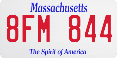 MA license plate 8FM844