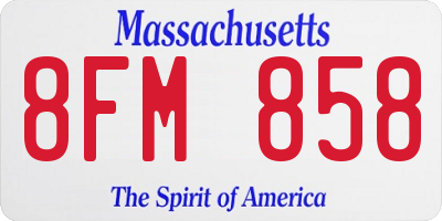 MA license plate 8FM858