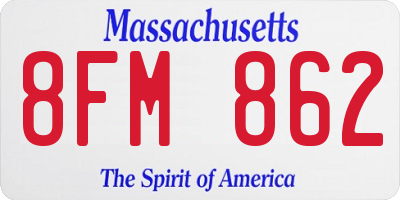 MA license plate 8FM862
