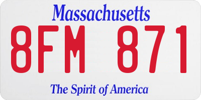 MA license plate 8FM871