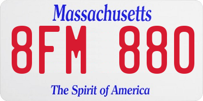 MA license plate 8FM880