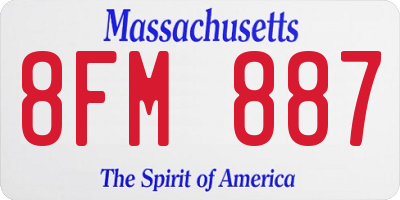 MA license plate 8FM887