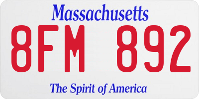 MA license plate 8FM892