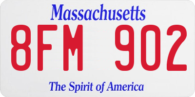 MA license plate 8FM902