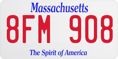 MA license plate 8FM908