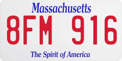 MA license plate 8FM916