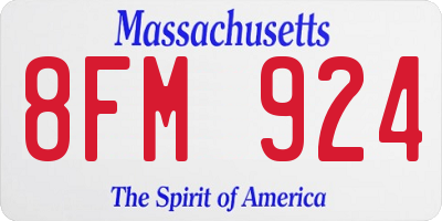 MA license plate 8FM924