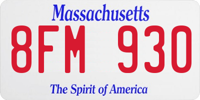 MA license plate 8FM930