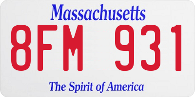 MA license plate 8FM931