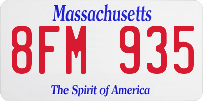 MA license plate 8FM935