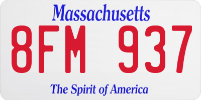 MA license plate 8FM937