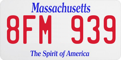 MA license plate 8FM939