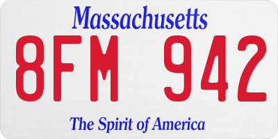 MA license plate 8FM942