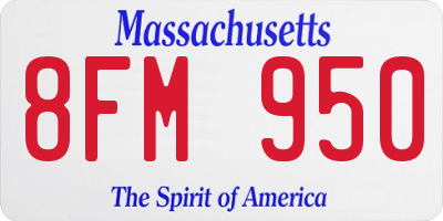 MA license plate 8FM950