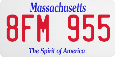 MA license plate 8FM955
