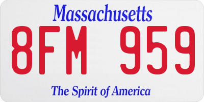 MA license plate 8FM959