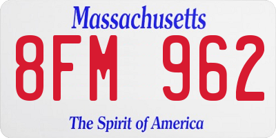 MA license plate 8FM962