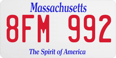 MA license plate 8FM992