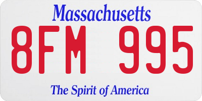 MA license plate 8FM995