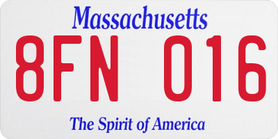 MA license plate 8FN016