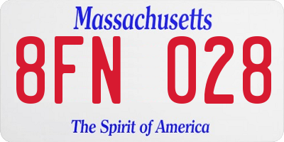 MA license plate 8FN028