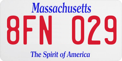 MA license plate 8FN029