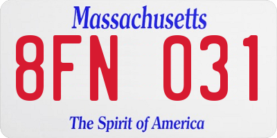 MA license plate 8FN031