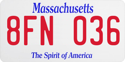 MA license plate 8FN036
