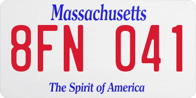 MA license plate 8FN041