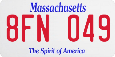 MA license plate 8FN049