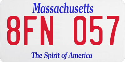 MA license plate 8FN057