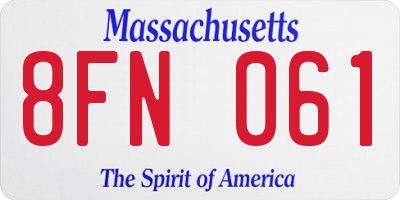 MA license plate 8FN061