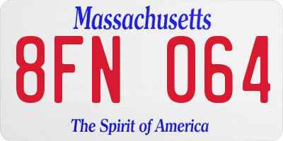 MA license plate 8FN064